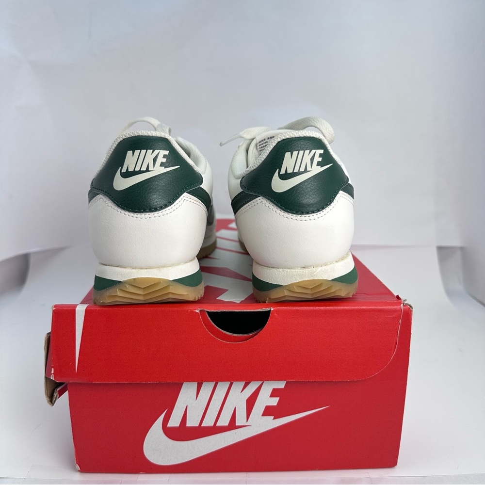 New Nike Cortez Leather Sneaker in Sail, Fir, Gum Yellow, & Black shoe - Picture 5 of 8